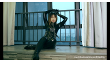 Captured asian Angry and proud girl on latex catsuit