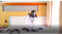 Cute latex gas mask schoolgirl play  breathpaly herslef