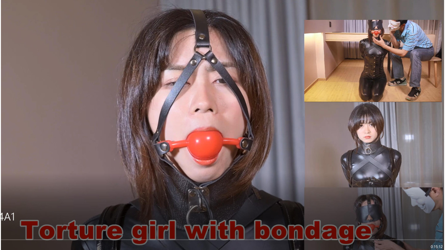 cute girl bondae wiit leather and gag first time