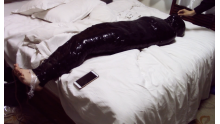 Chinese girl mummification breath control and tickle