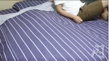 Playing with bunny on the bed
