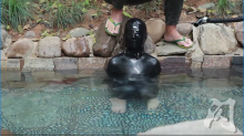 Bunny Latex in Hot spring
