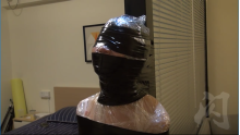Bunny Mummified to the post
