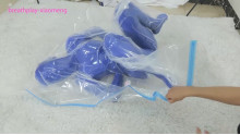 Xiaomeng in Blue Zentai Vacuum Packed and Swim Capped