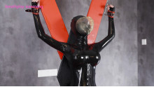 Xiaomeng in New Black Latex Suit and Pinhole Hood