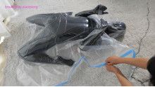 Xiaoyu in Black Zentai and Vacuum Bag