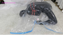 Xiaoyu in Black Zentai and Vacuum Bag