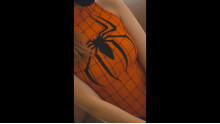 スパイダーマン、油性ストッキング、マスク、ストッキング、白いシャツ
