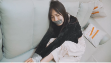 清純で可憐な美女、清純緊縛2シーン、テープ猿轡、全身タイツ拘束！
